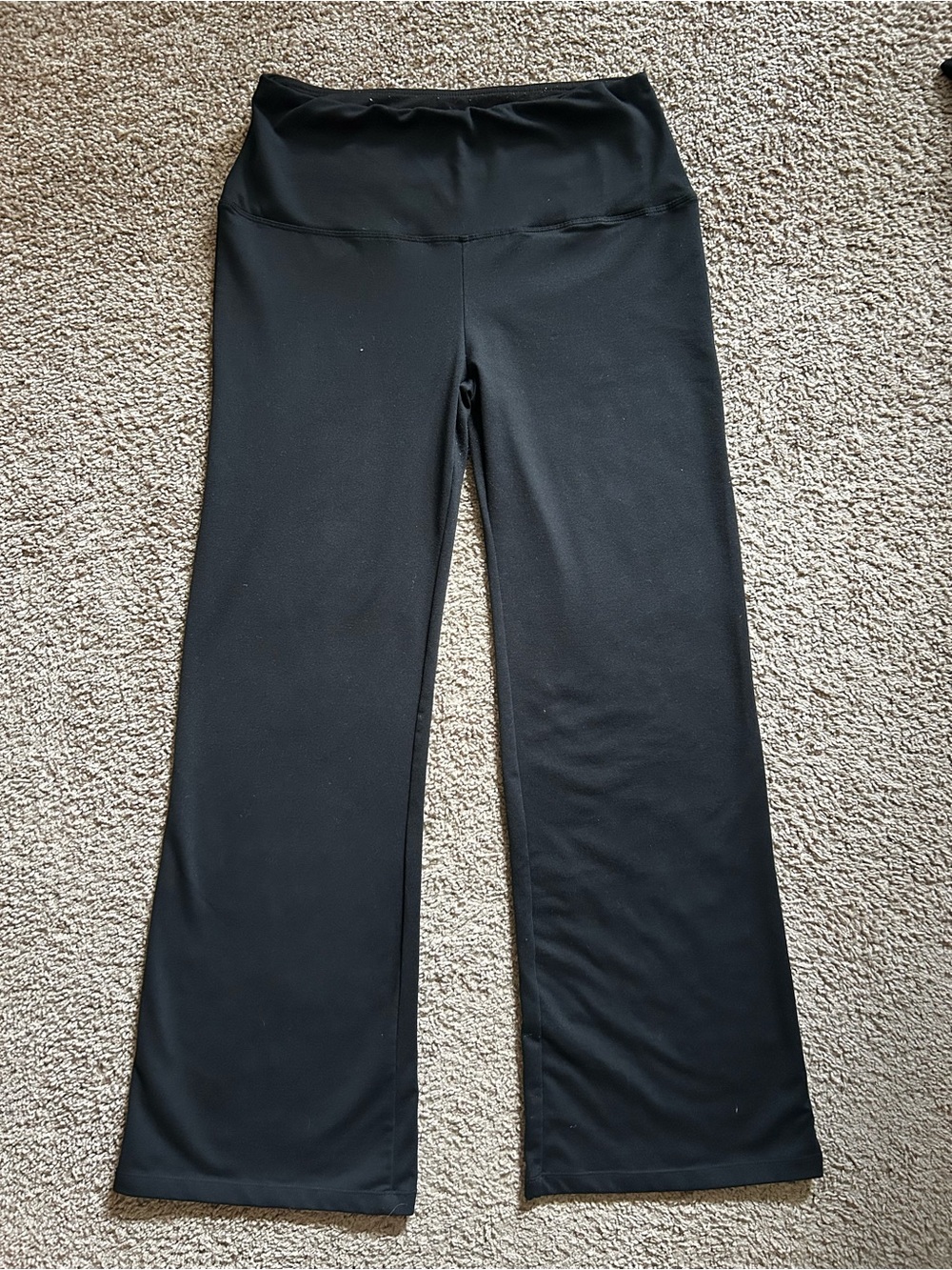 Black Fold-Over Waist Wide-Leg Yoga Pants